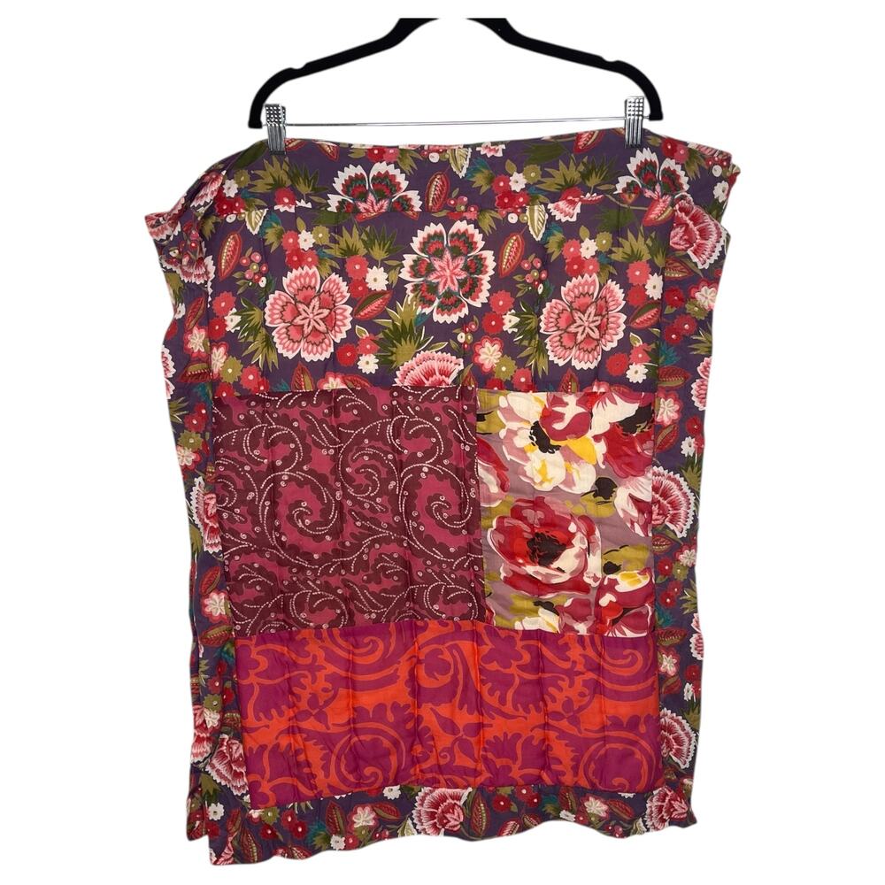 Anthropologie Standard Shams Set of 2 Patchwork Floral Cotton Bohemian Vtg